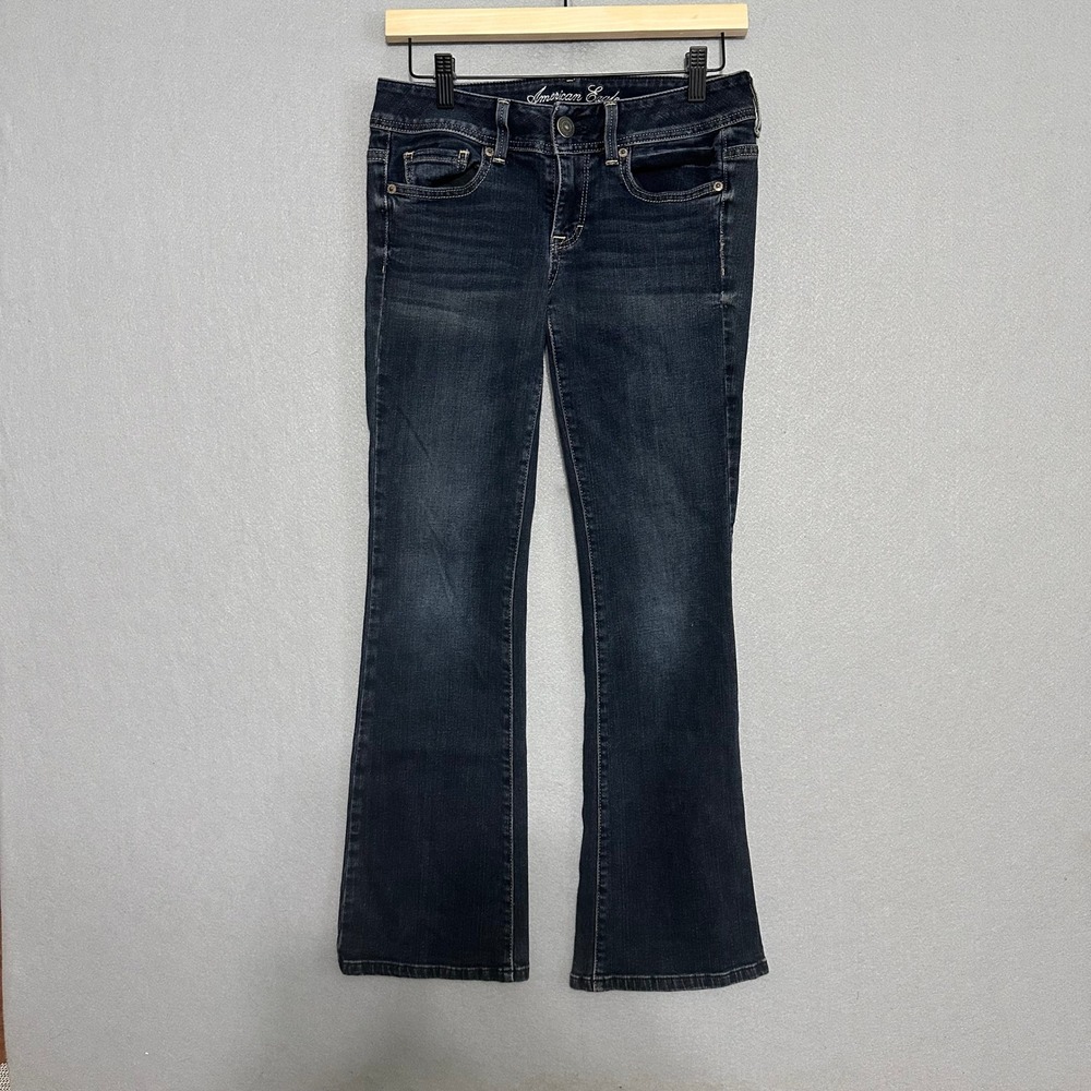 American Eagle Original Boot Jeans Dark Wash Stretch Denim Size 4 Short
